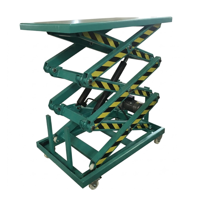 Bàn nâng có khung nâng gồm 2 chữ X xếp chồng