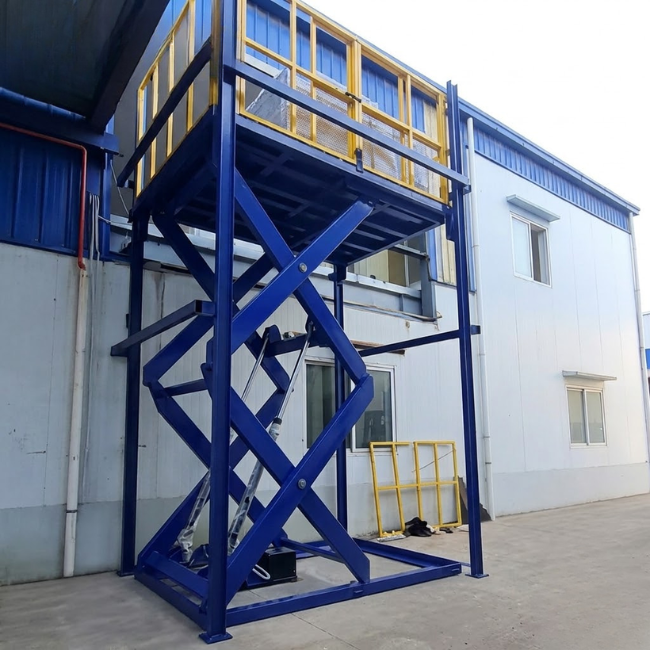 Bàn nâng 4 tấn, cao 1,9m với khung nâng 2 chữ X
