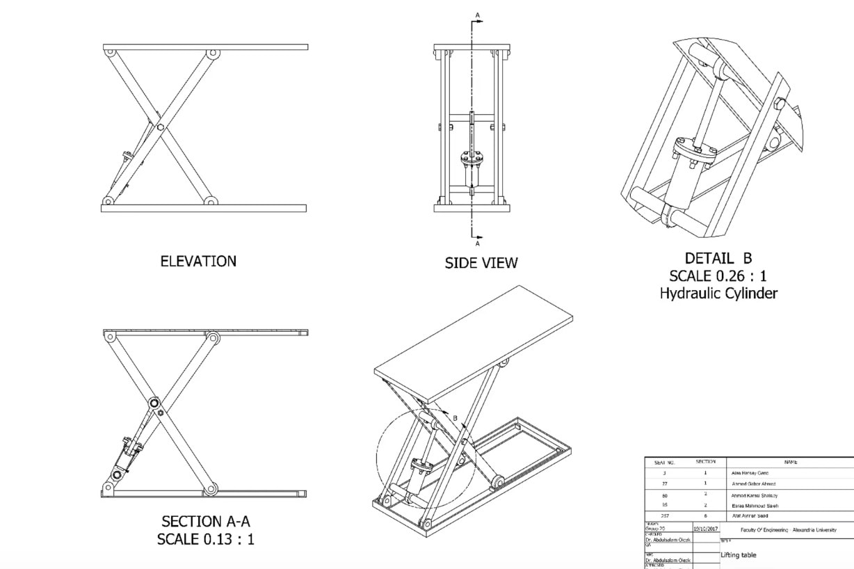 Bản vẽ bàn nâng thủy lực