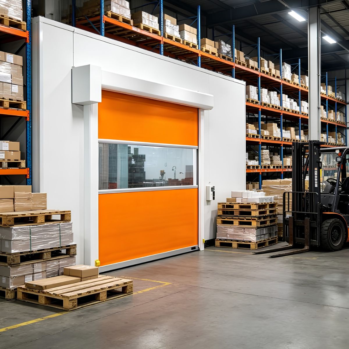 Cửa cuốn nhanh PVC tiêu chuẩn lắp tại cửa phân khu nhà xưởng