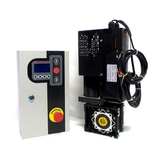 Tủ điều khiển biến tần và gear motor cửa cuốn nhanh công nghiệp