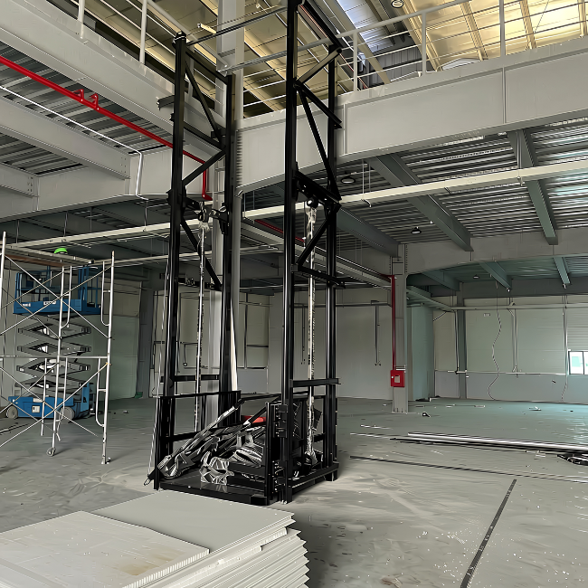 Giác vị trí khung thang nâng, dựng khung dẫn hướng