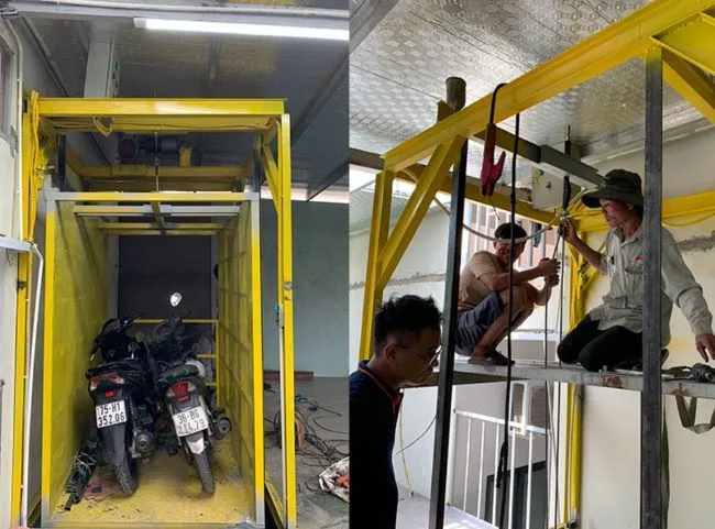 Hàng hóa cần được để cẩn thận trên thang nâng