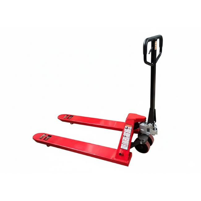 Low profile hand pallet truck operates easily in narrow warehouses
